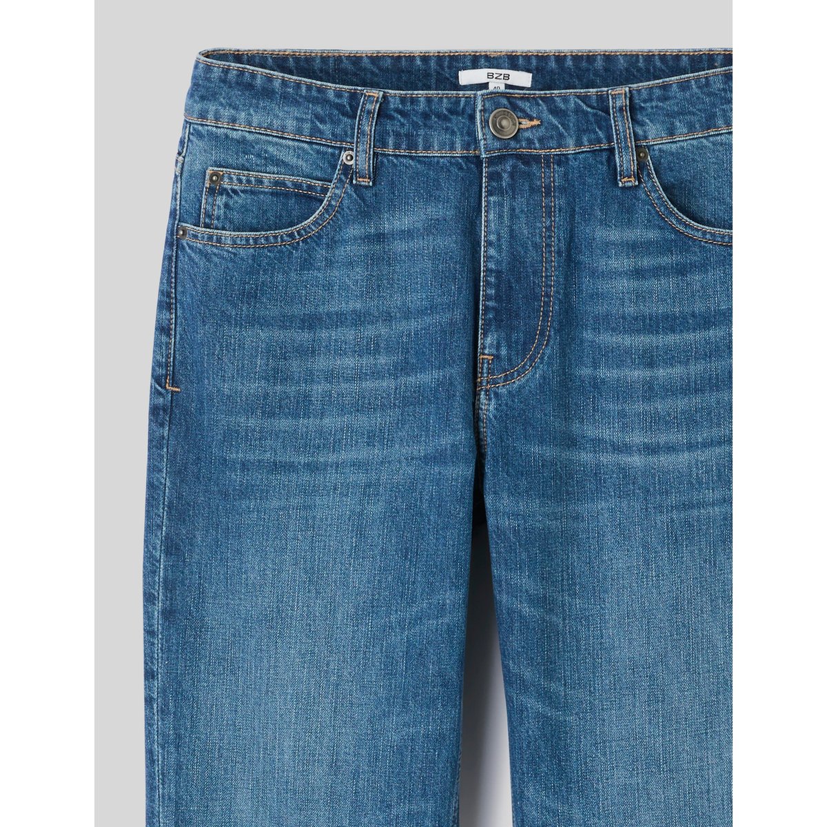 Jean straight 5 poches bleu moyen, BZB