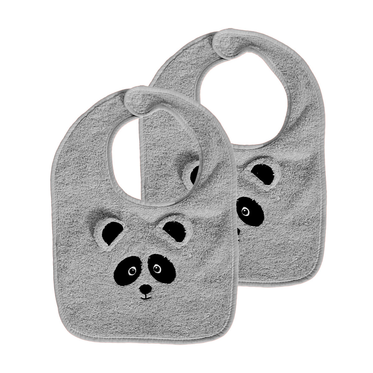 Lot de 2 bavoirs PANDY PANDA gris cendré, SENSEI MAISON