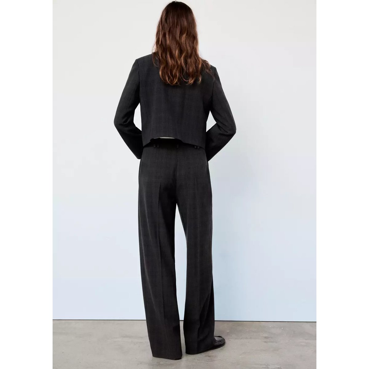 Pantalon de costume à carreaux marron, MANGO