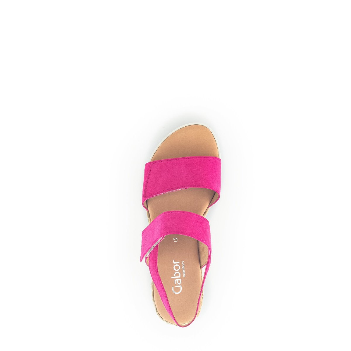 Sandales en cuir velours à talon compensé pink velours, GABOR