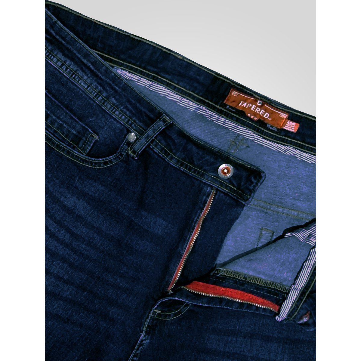 Jean très long extensible grande taille AMBROSE bleu foncé délavé, DUKE