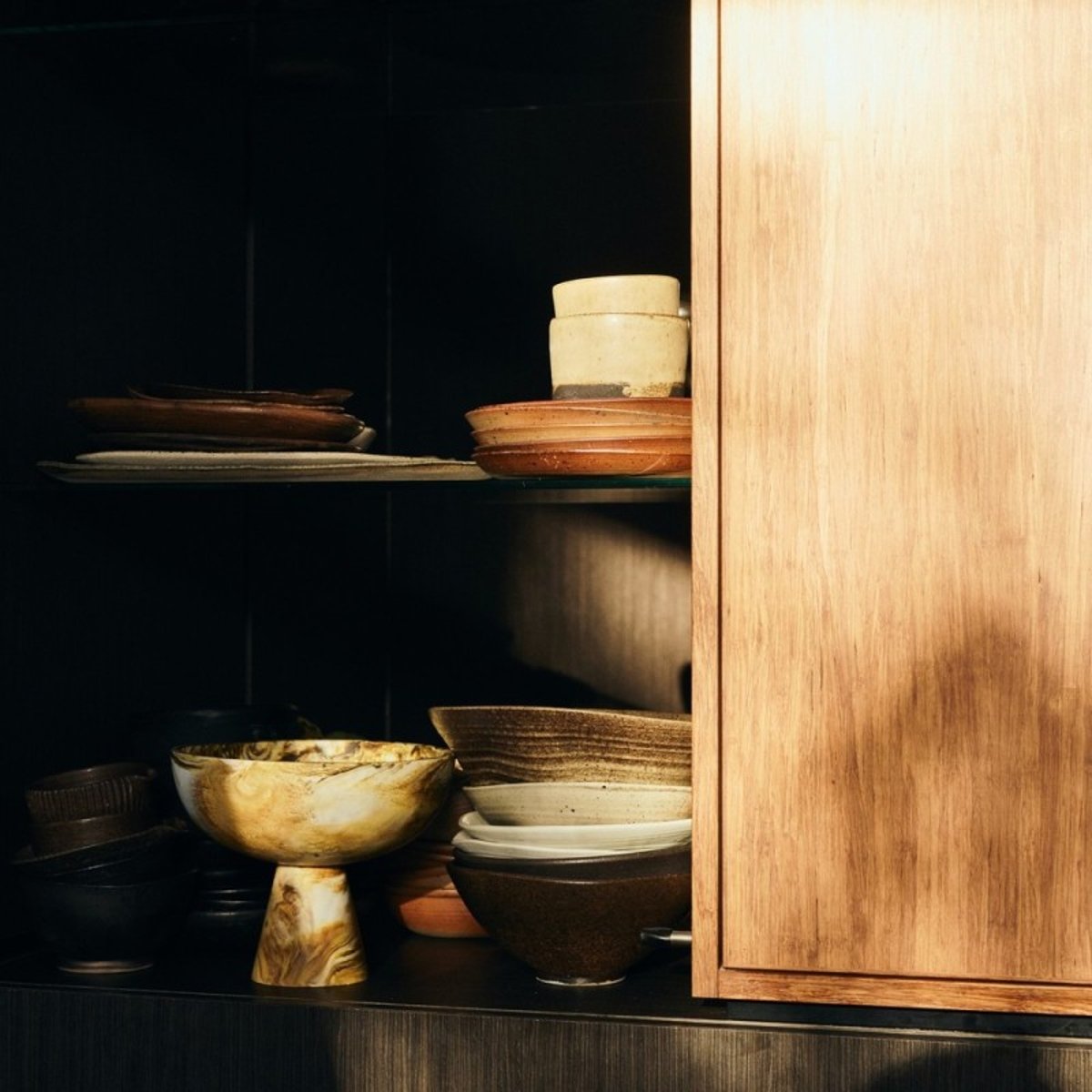Corbeille à fruits design effet marbre Ochre jaune moutarde, HKLIVING