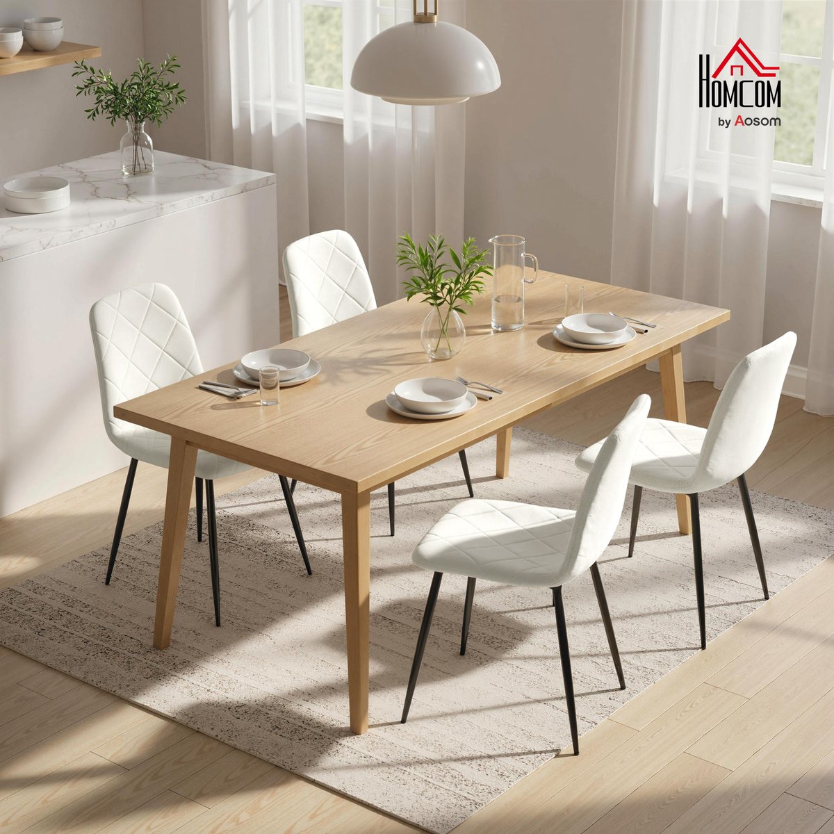 Chaise de salle à manger Polyester Crème crème, HOMCOM