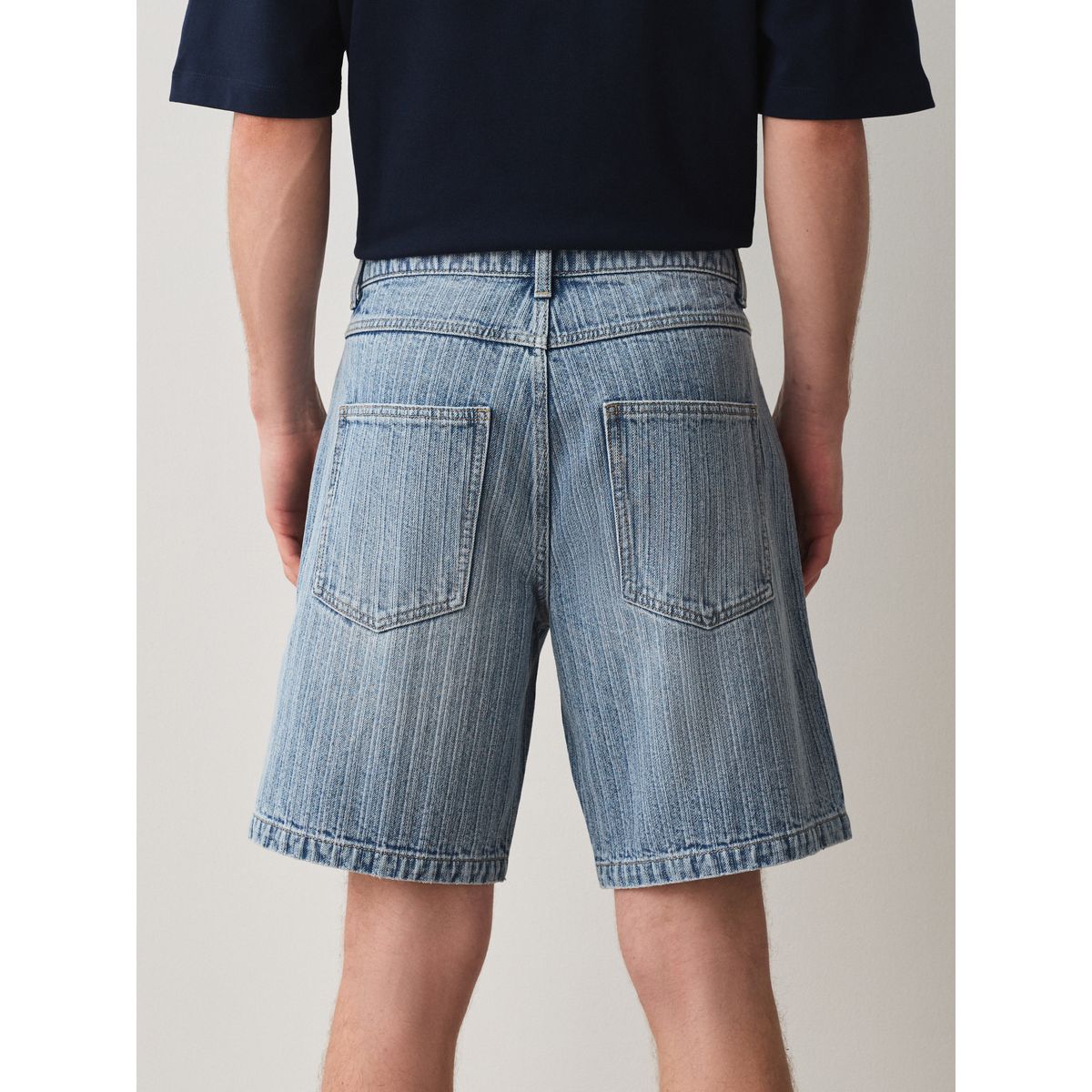 Short en denim rayé bleu, NEXT