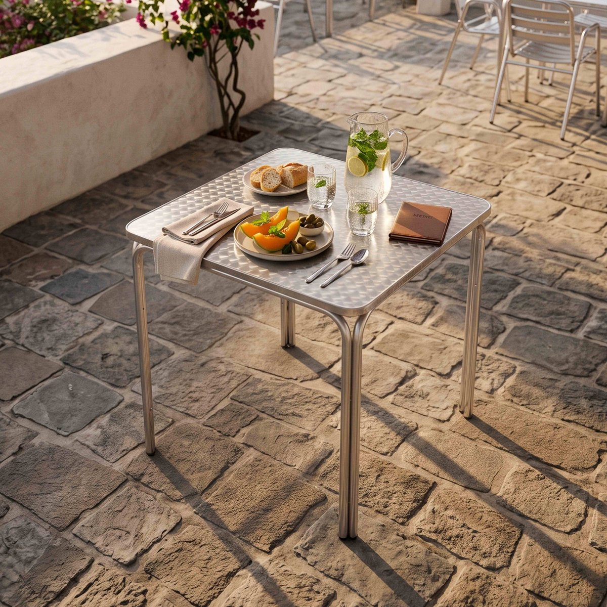 Table de jardin carrée en aluminium, NOTTING HILL gris, OVIALA