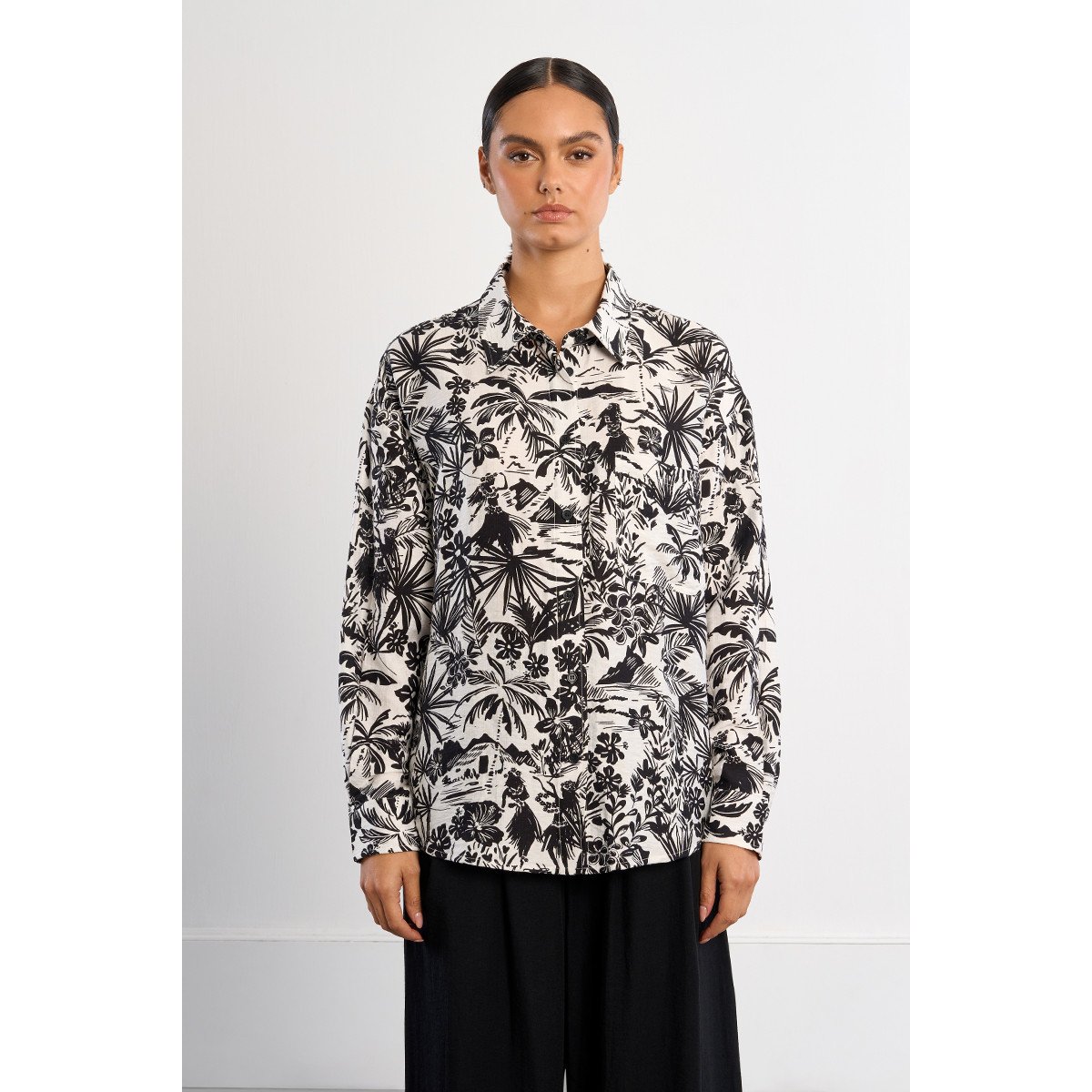 Chemise décontractée Hawaï black hawai, LILI SIDONIO