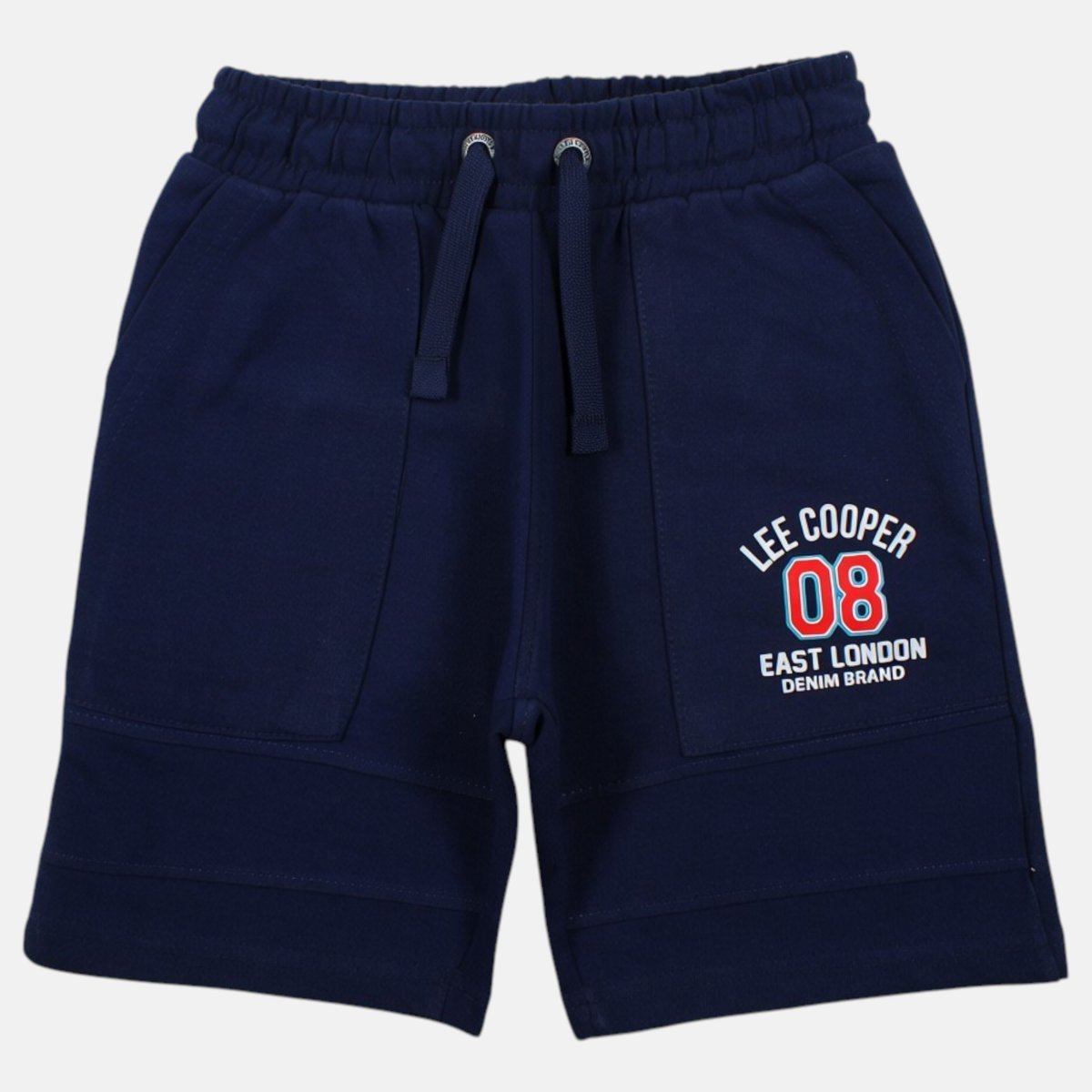 Bermuda molletonné à cordon et logo imprimé, coupe droite BADGE bleu marine, LEE COOPER
