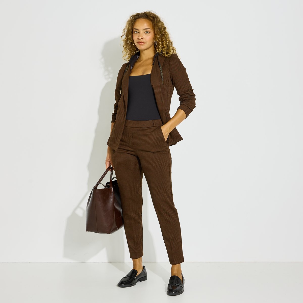 Pantalon cigarette marron camel, GRAIN DE MALICE