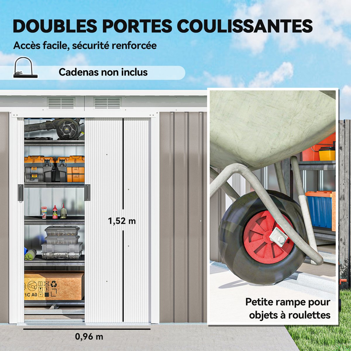 Abri de jardin Acier galvanisé Gris clair gris, OUTSUNNY
