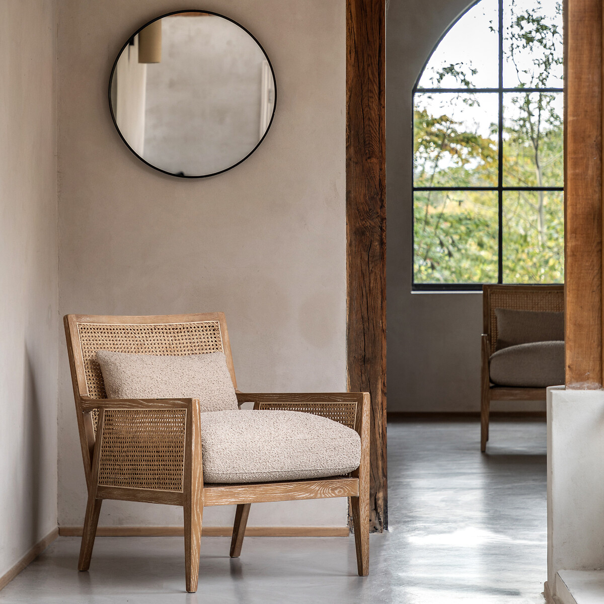 Satara Rattan Armchair with Boucle Cushions natural, ÉDITÉ