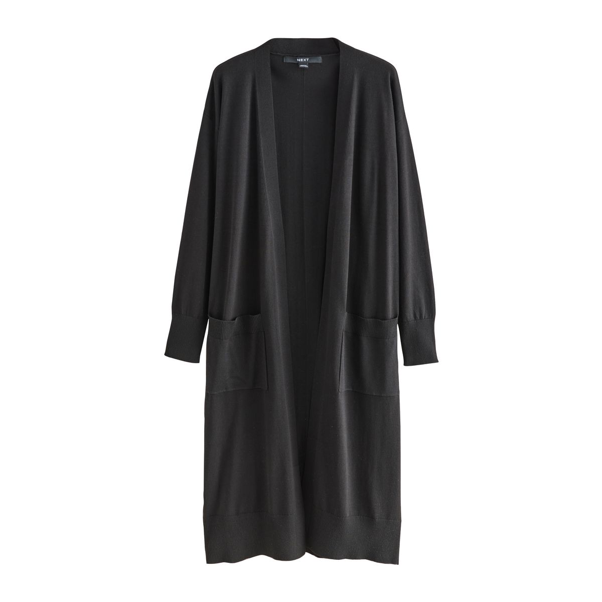 Cardigan long et doux en coton majoritaire noir, NEXT