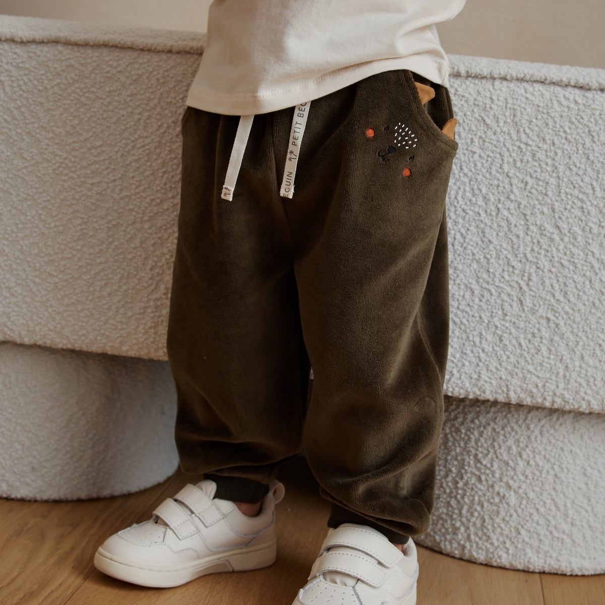 Pantalon bébé en velours Ginkgo vert, PETIT BEGUIN