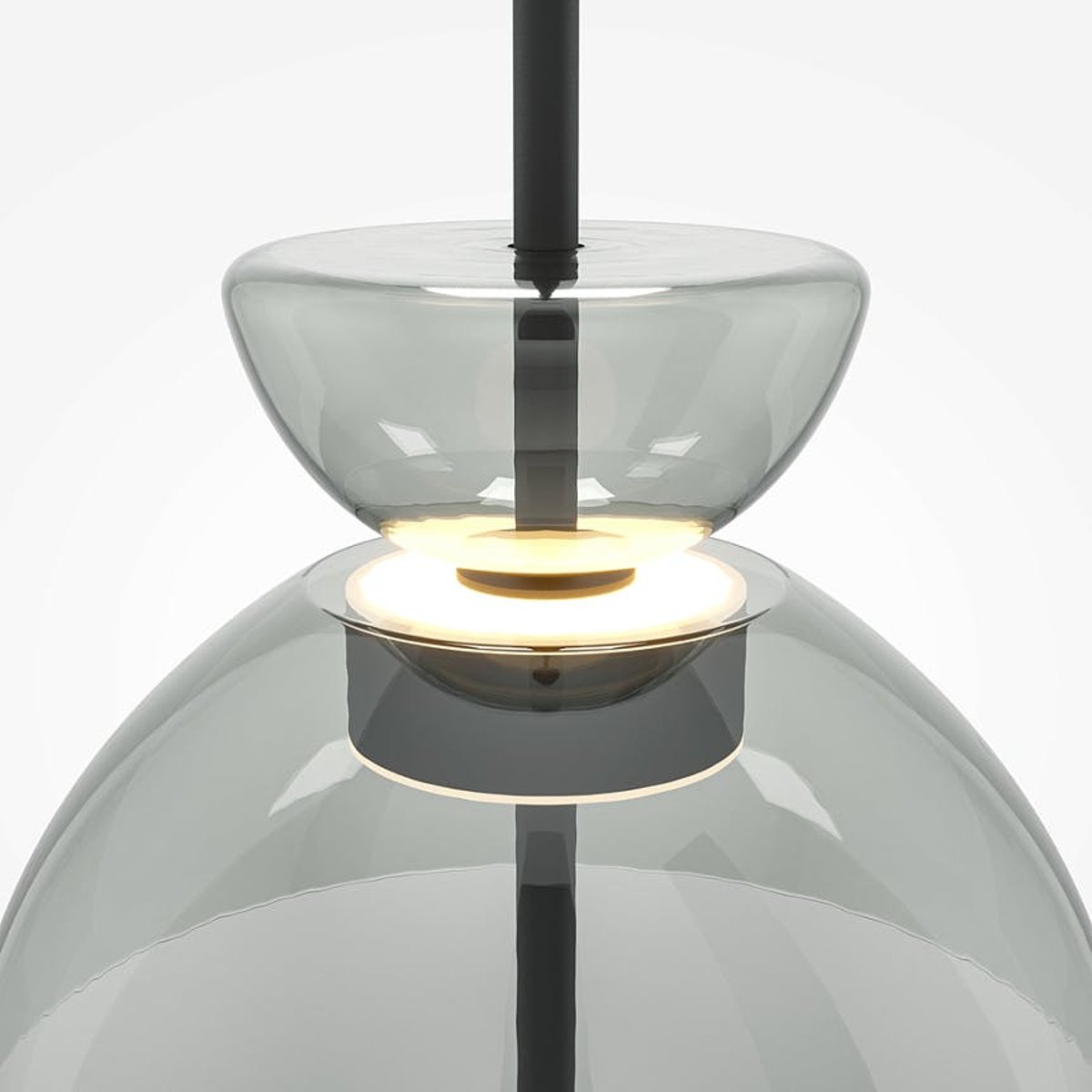 Suspension LED abat-jour en verre diabolo NORA fumé, PIER IMPORT