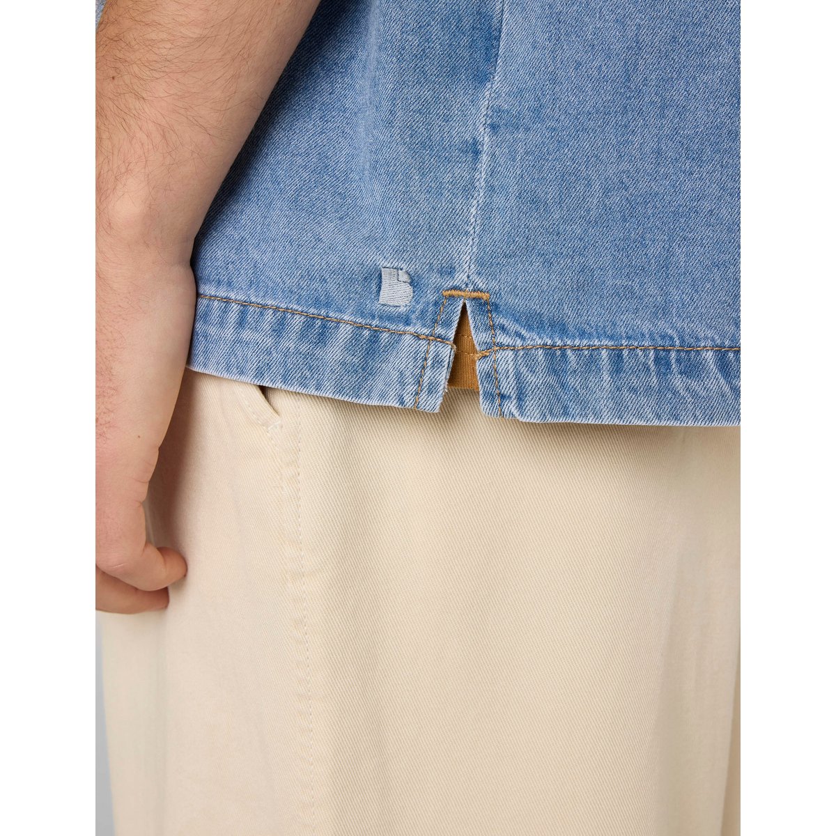 Chemise en jean manches courtes bleu moyen, BZB