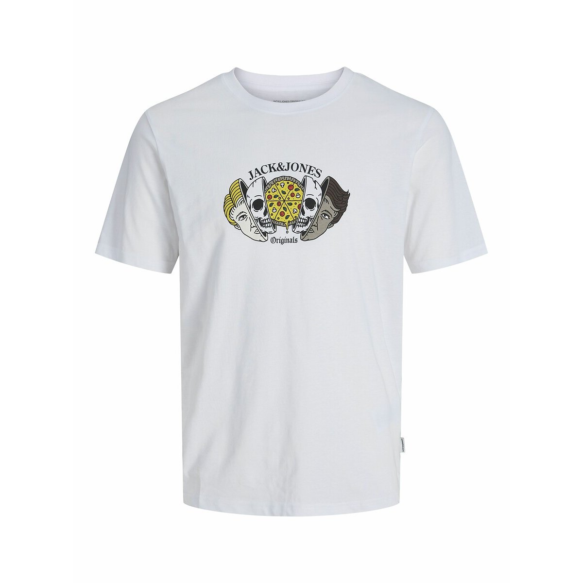 T-shirt col rond à imprimé blanc, JACK & JONES