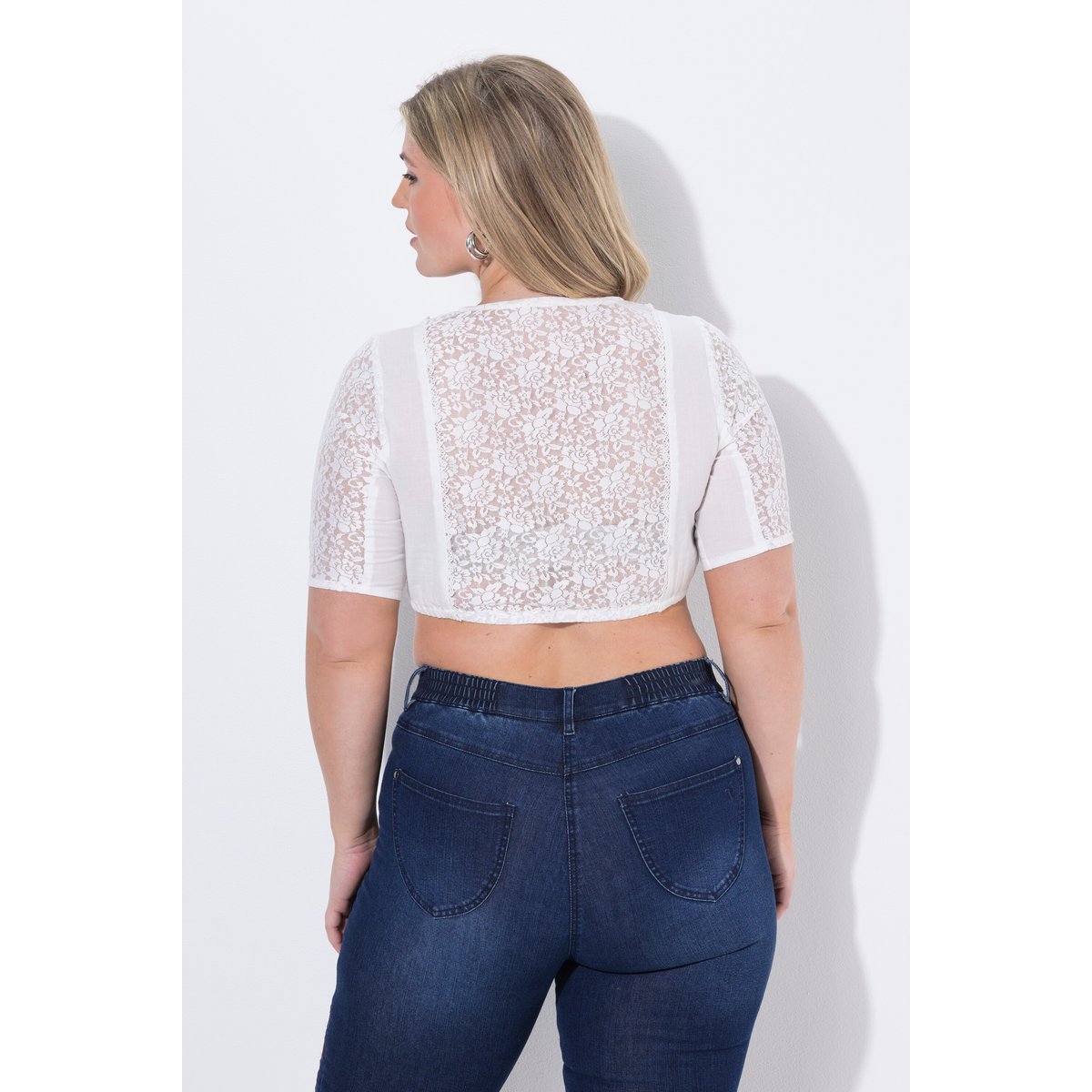 Chemisier traditionnel Dirndl en dentelle blanc neige, ULLA POPKEN