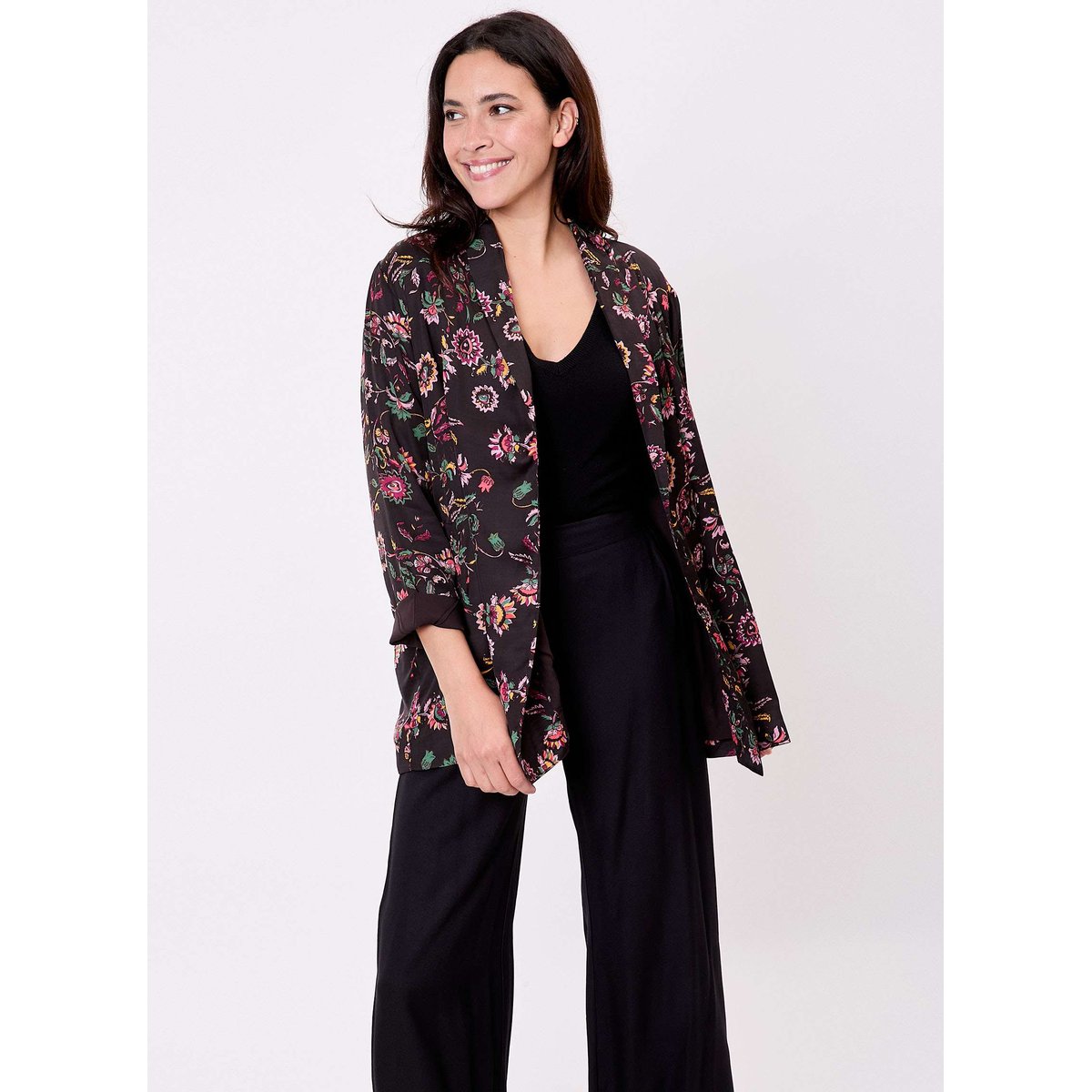 Veste kimono fluide satinée SCARLET noir nokomi, LA FIANCÉE