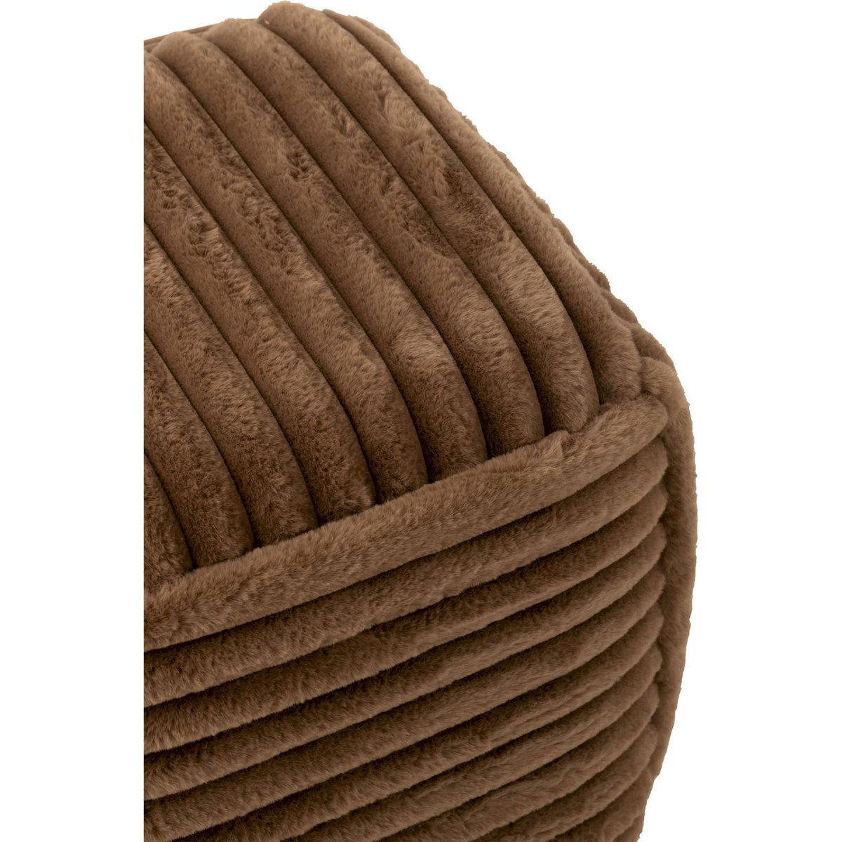 Pouf côtelé en tissu marron, RECOLLECTION