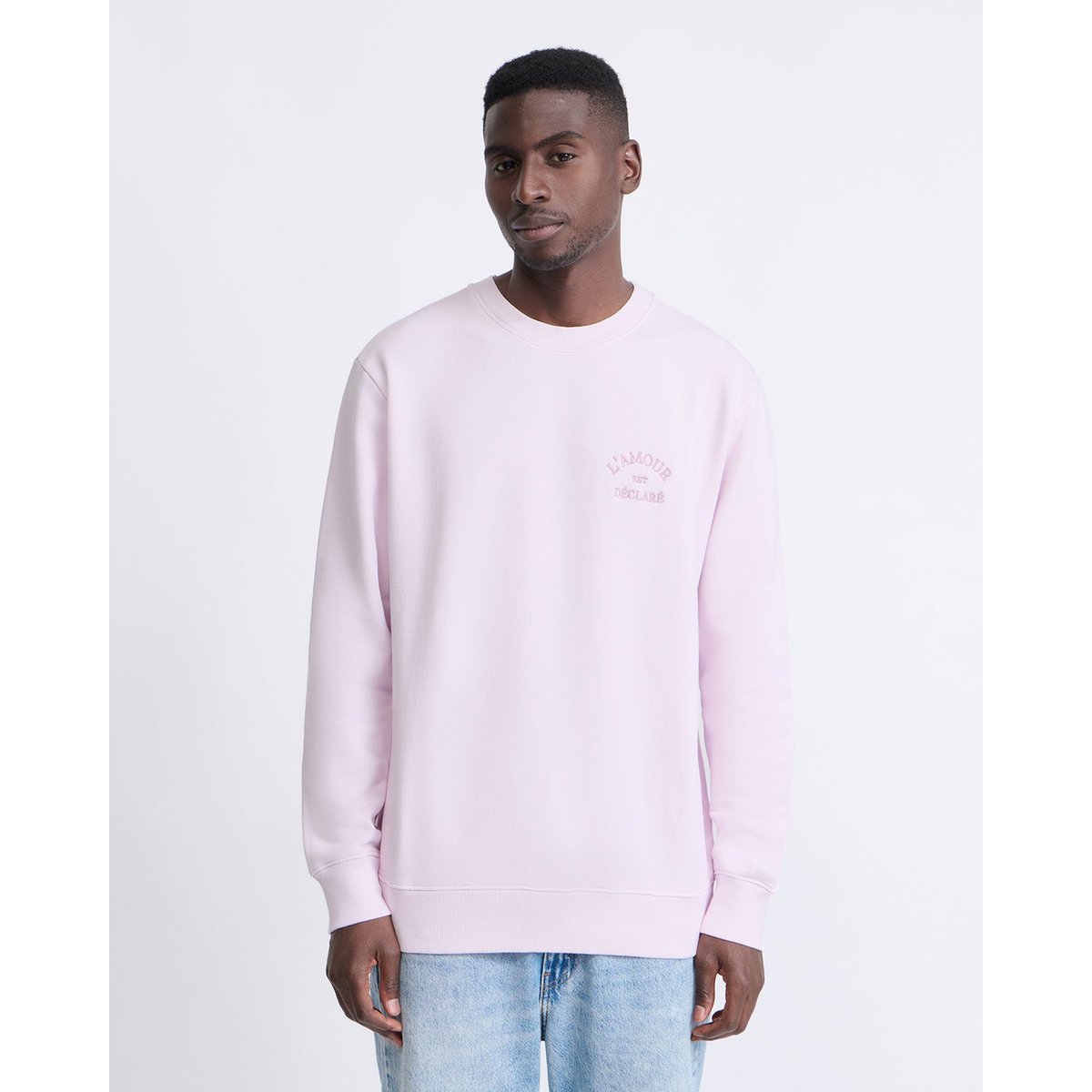 Sweat L'amour est déclaré brodé rose garment dye, EMOI EMOI