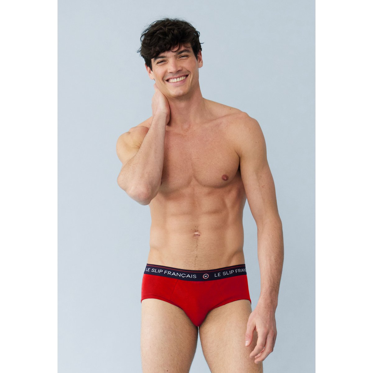Lot de 4 slips en coton Intrepidequatro noir bleu marine bleu gris chiné, LE SLIP FRANCAIS