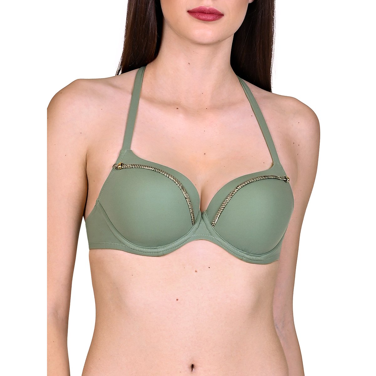 Haut maillot de bain préformé multipositions Ancona vert, LISCA