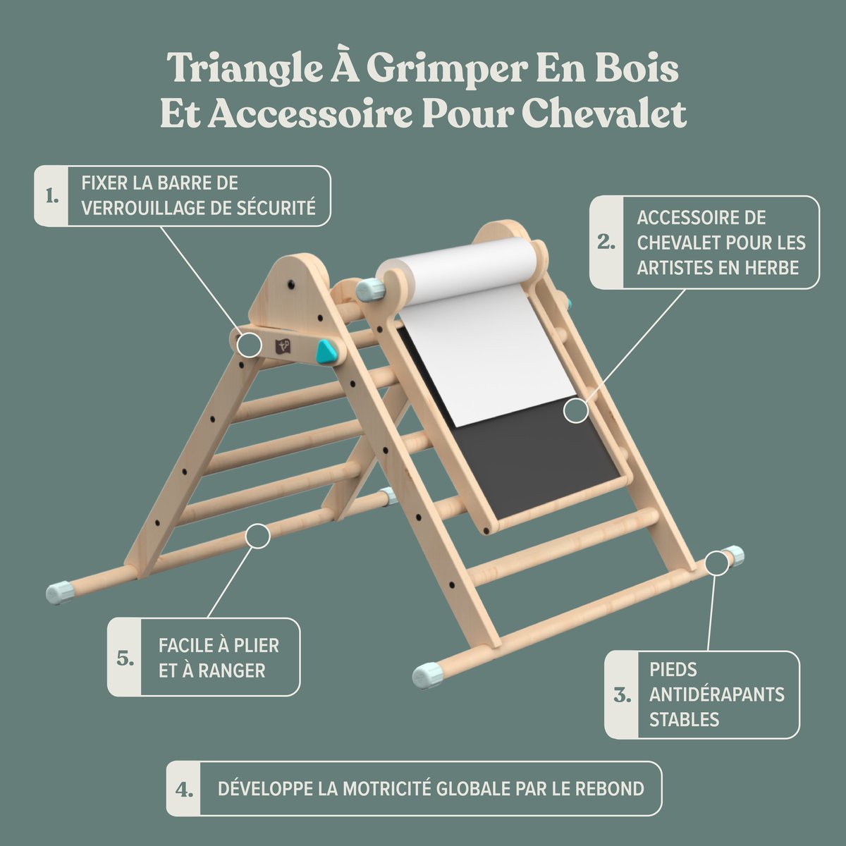 Triangle d'escalade pliable avec tableau marron, ACTIVE TOTS