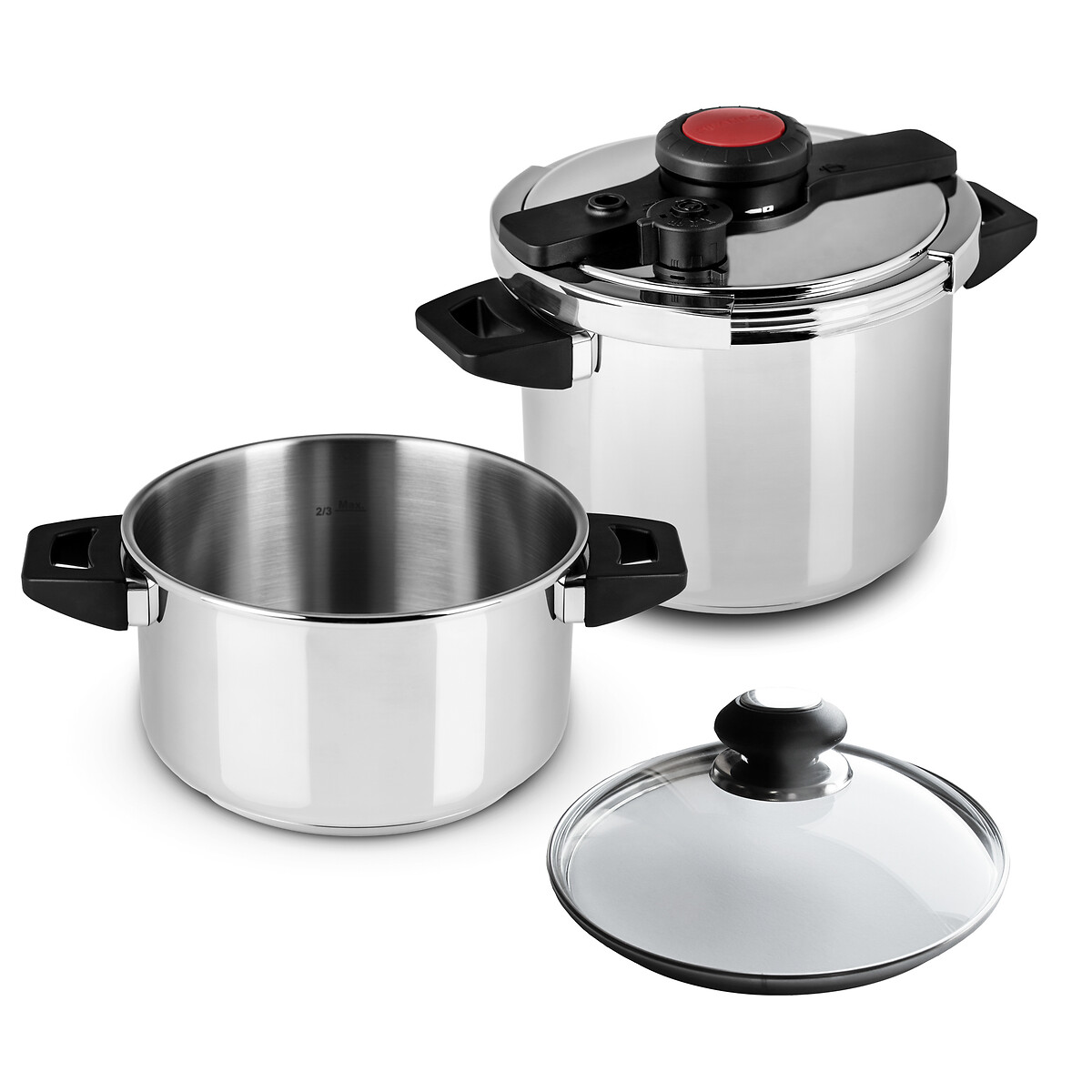 Panela de pressão Startwist 6+8L com tampa de vidro, SILAMPOS inox, SILAMPOS