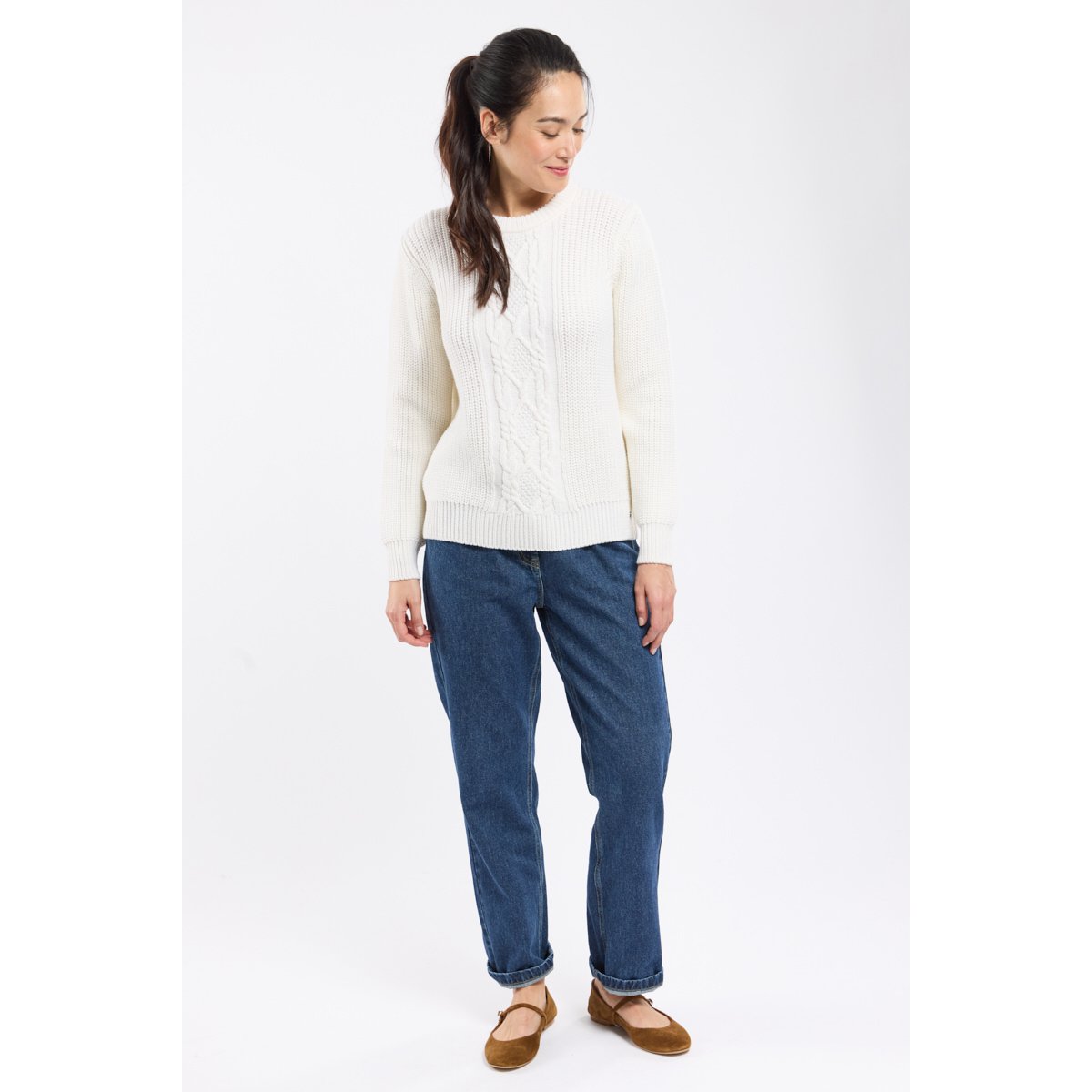 Pull torsadé Jill en laine nature, TERRE & MER