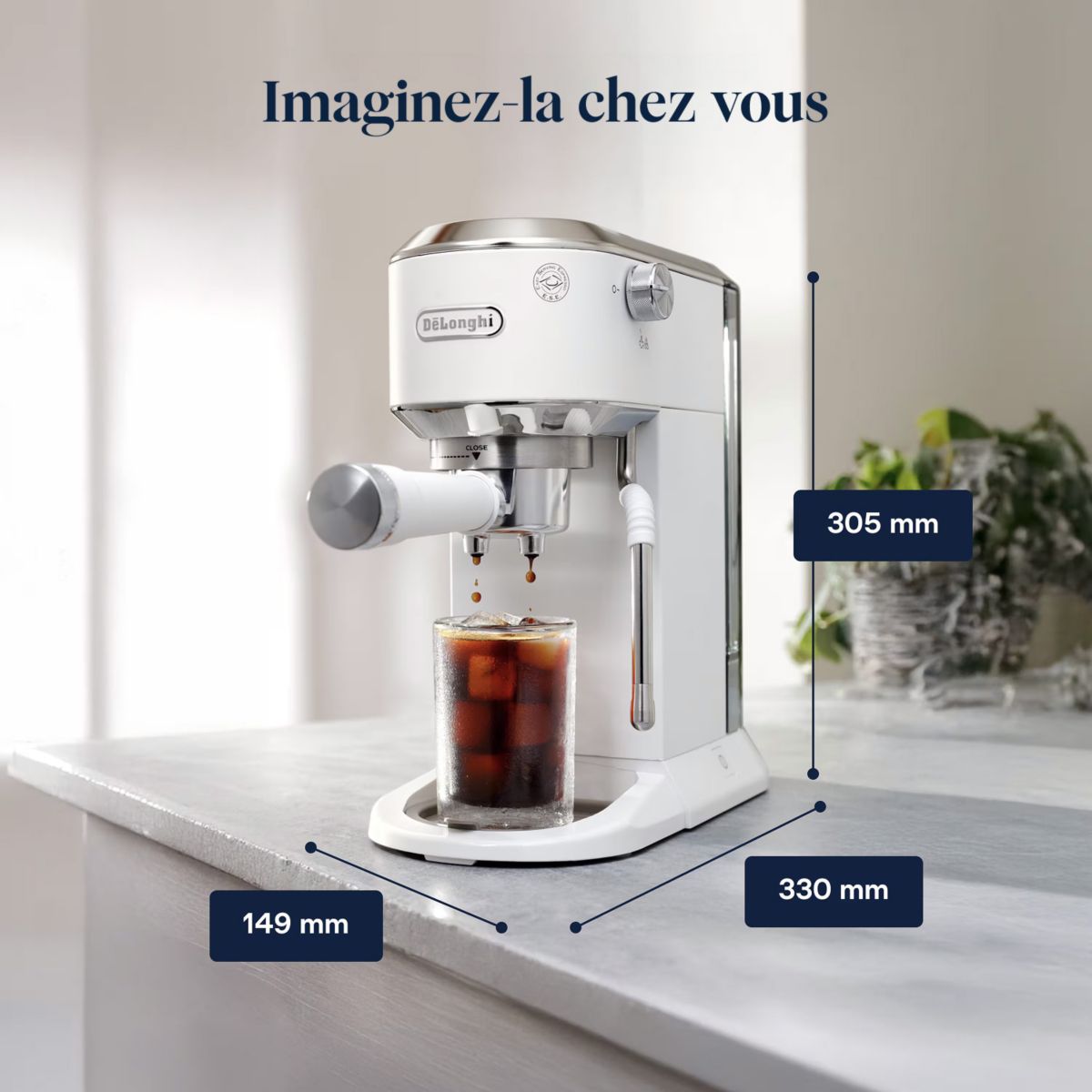 Machine à expresso EC890.WI Dedica Duo Blanche couleur unique, DELONGHI