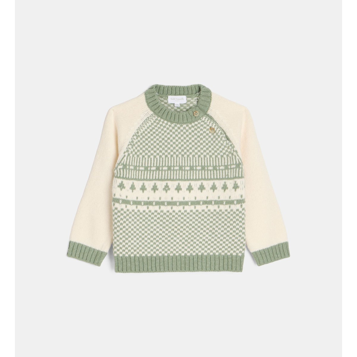 Pull vitou écru et vert, CADET ROUSSELLE