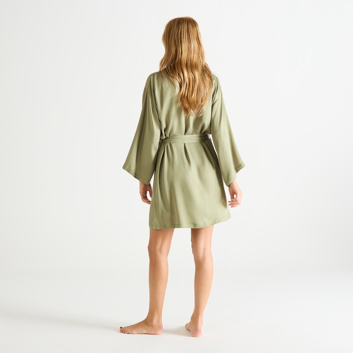 Kimono court col kimono en satin CLÉOME kaki, LAURENCE TAVERNIER