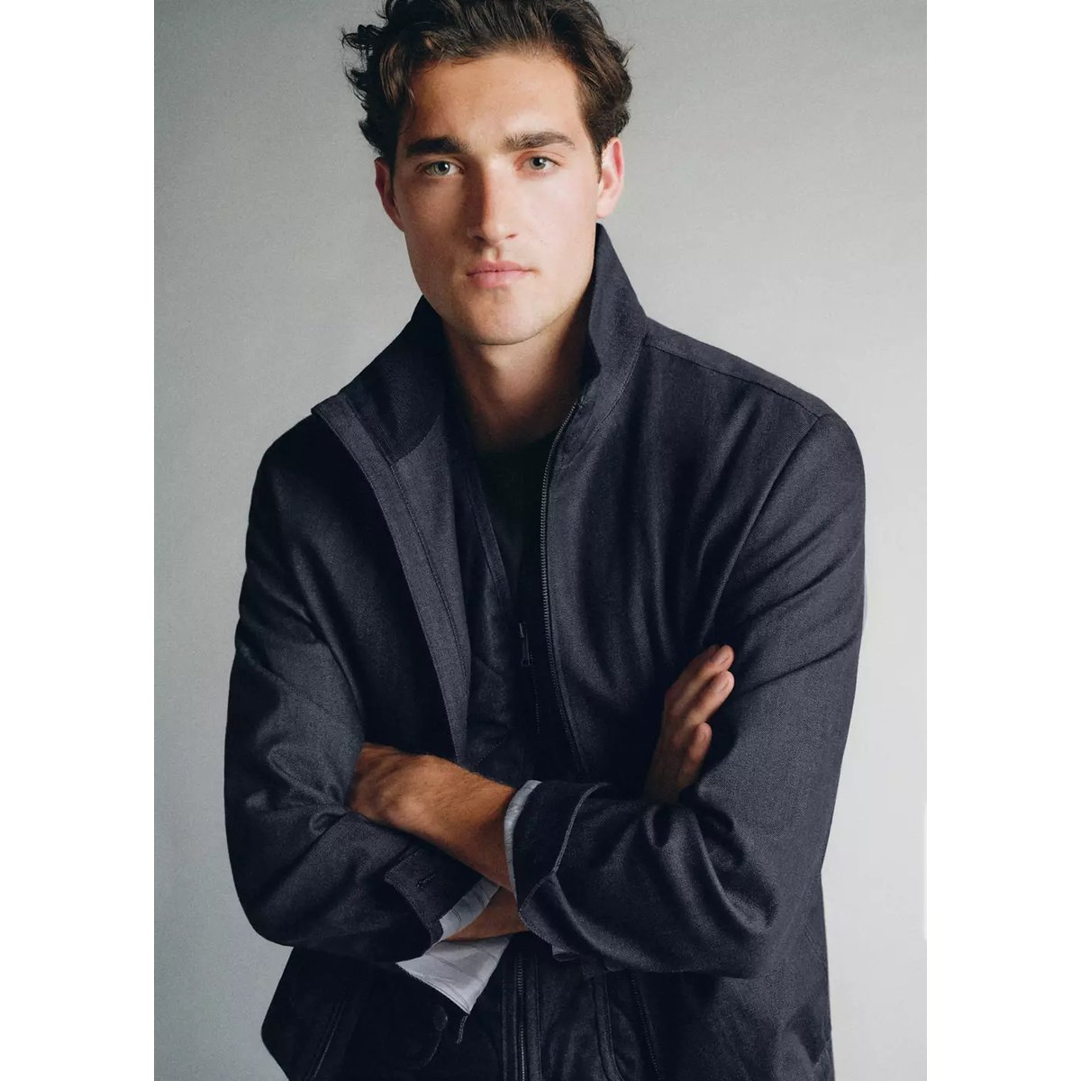 Veste en denim de coton bleu, MANGO MAN