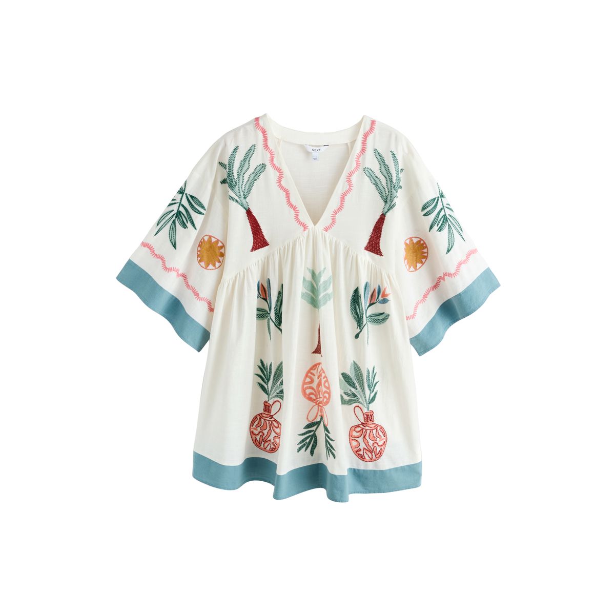 Robe courte en appliqué turquoise/chocolat, NEXT