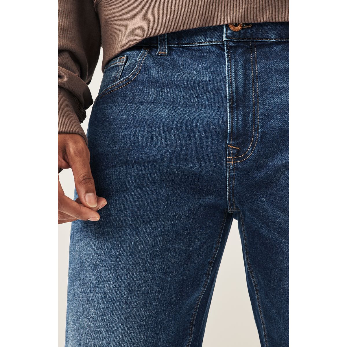 Jean décontracté stretch essentiel bleu moyen, NEXT