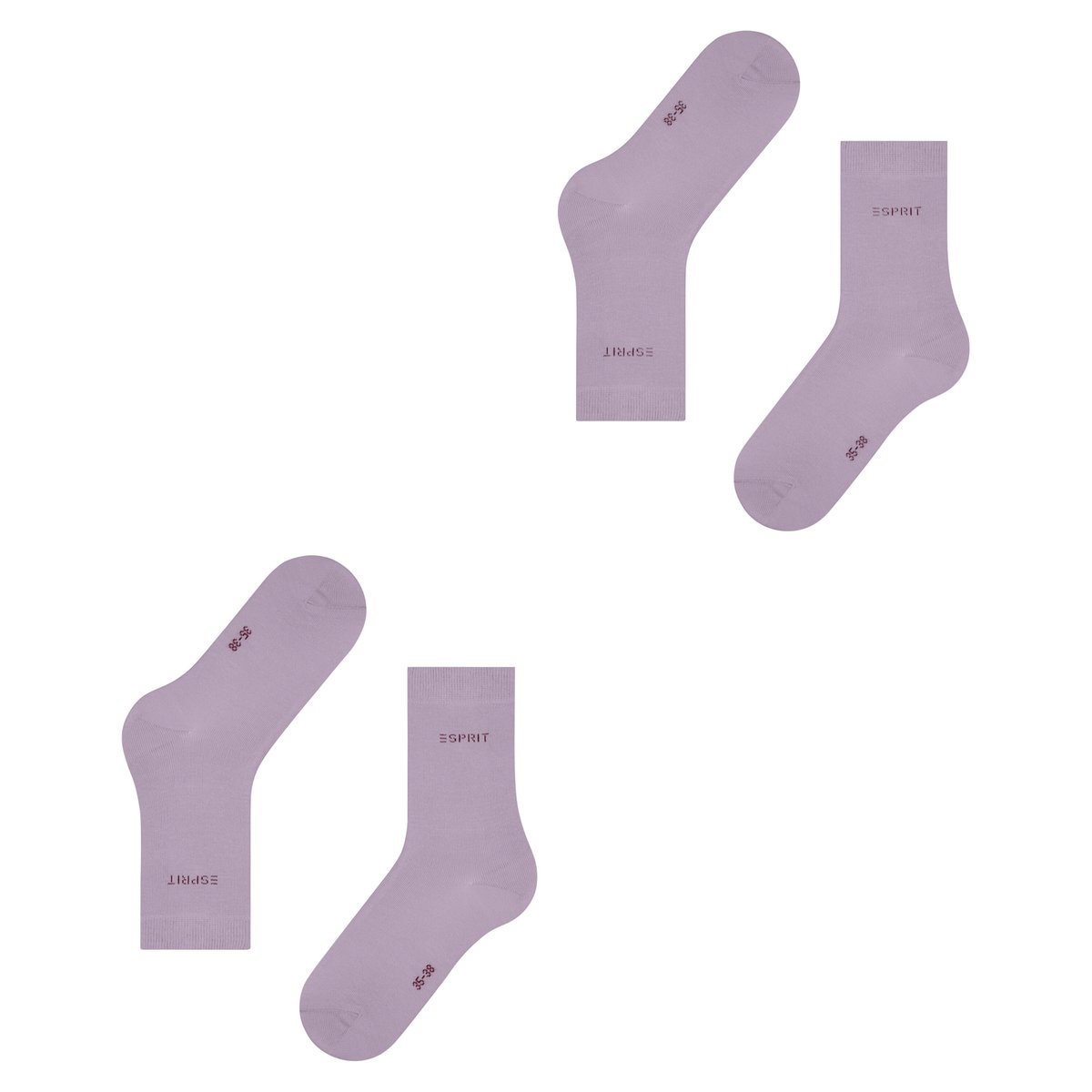 Chaussettes Uni 2-Pack Opaque mauve, ESPRIT