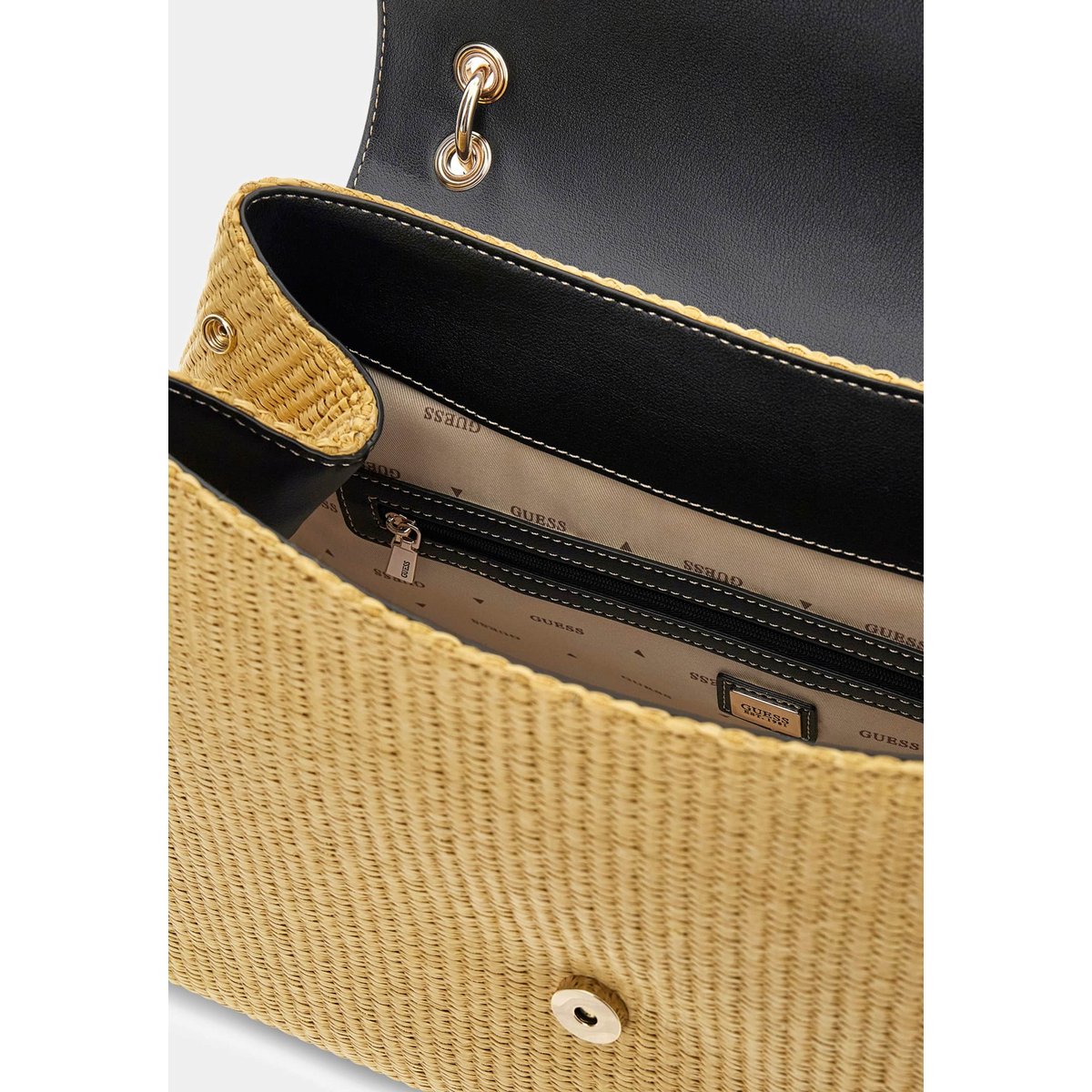 Sac À Épaule Maggie Straw noir, GUESS