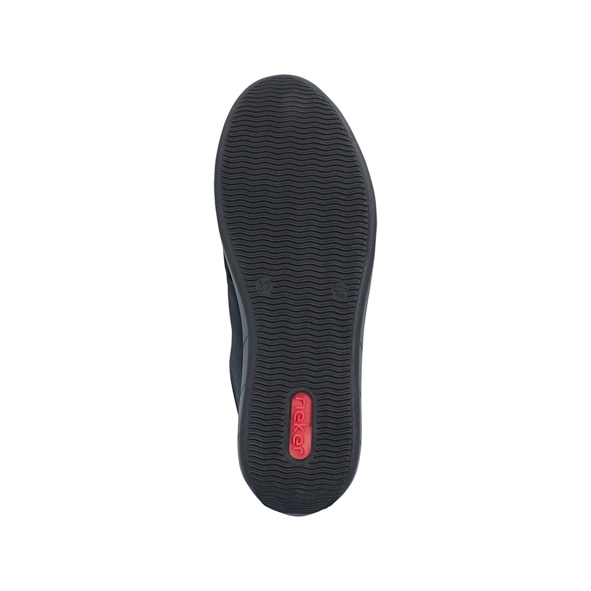 Sneakers bleu marine à talon plat pourvues de lacets et d'un zip bleu foncé, RIEKER