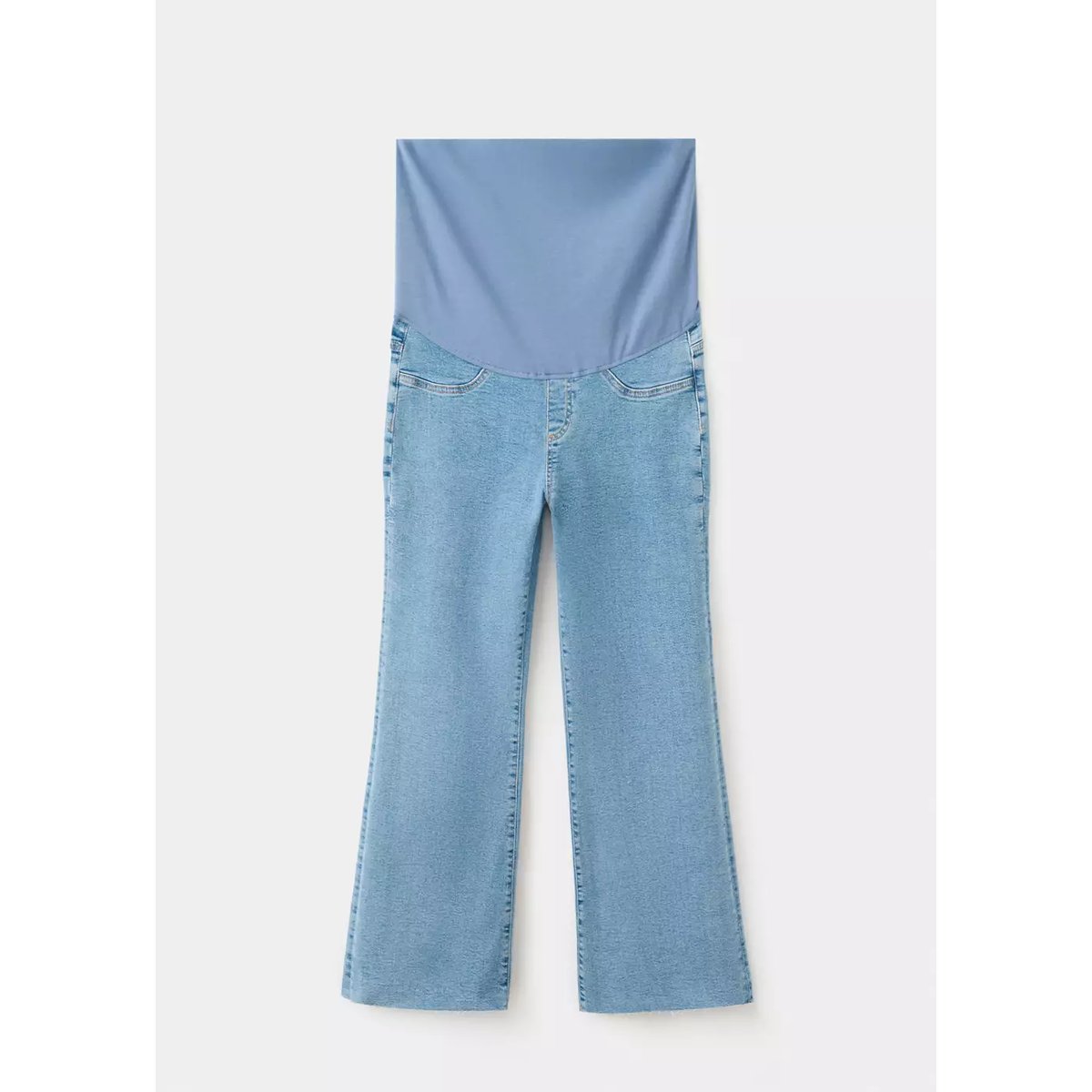 Jean de grossesse flare crop bleu moyen, MANGO
