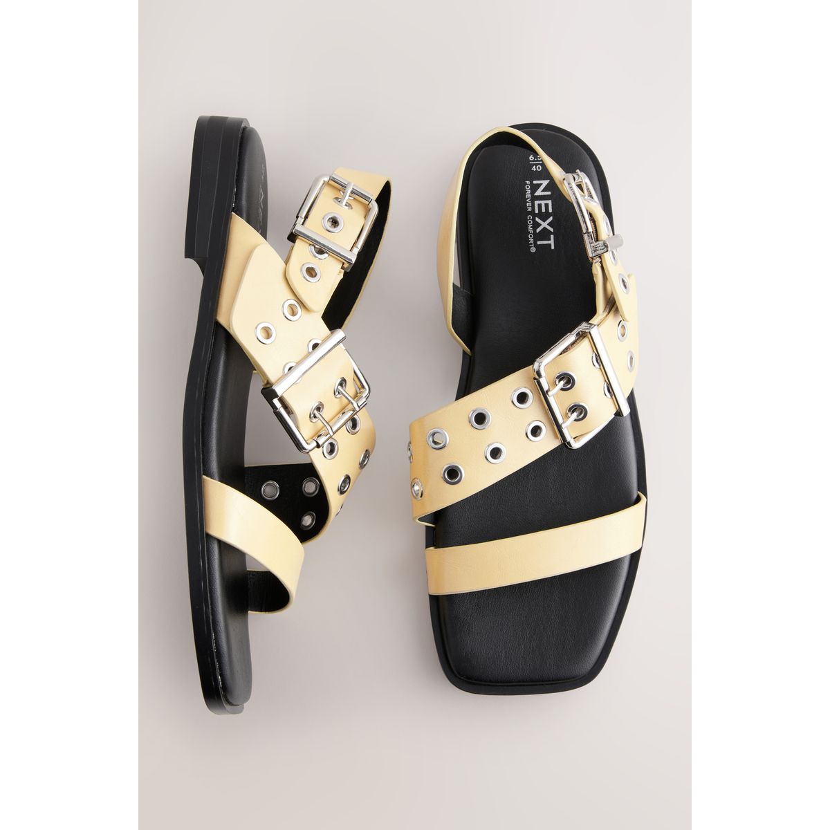 Sandales à brides et boucle jaune babeurre, NEXT