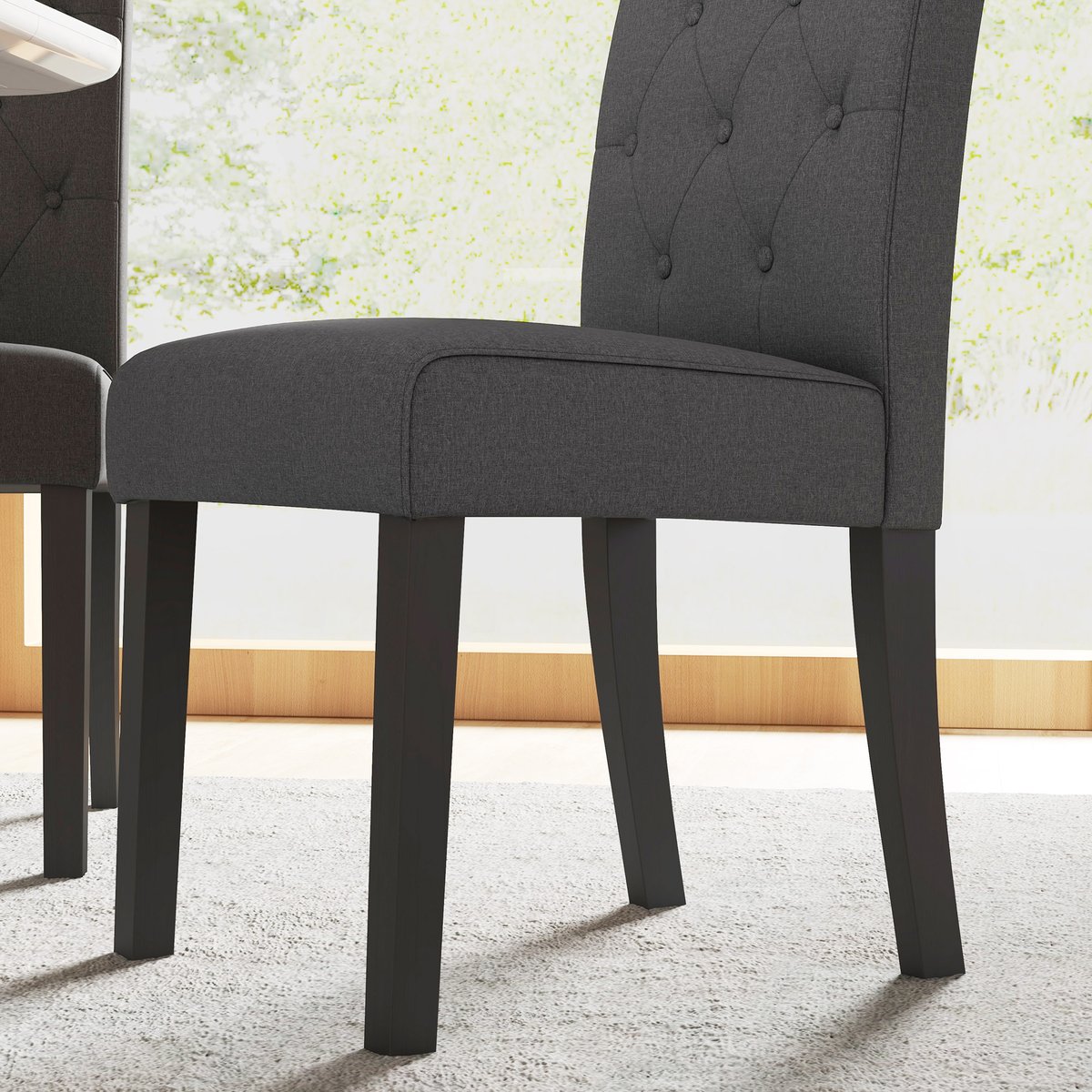Chaise de salle à manger Lin Noir gris foncé, HOMCOM