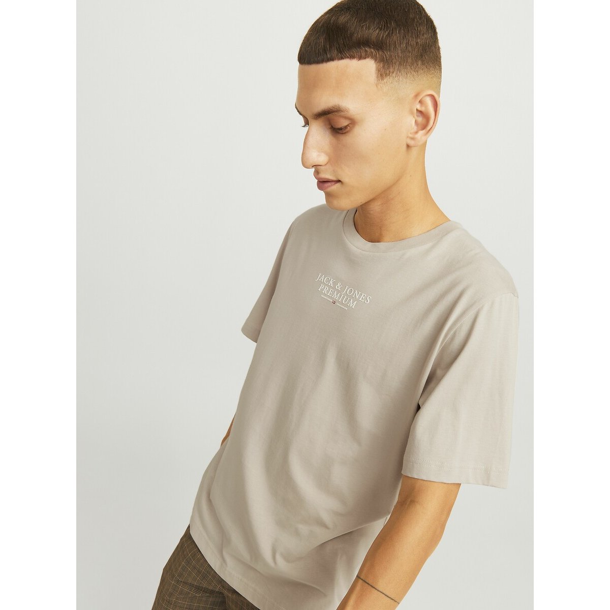 T-shirt col rond crème, JACK & JONES