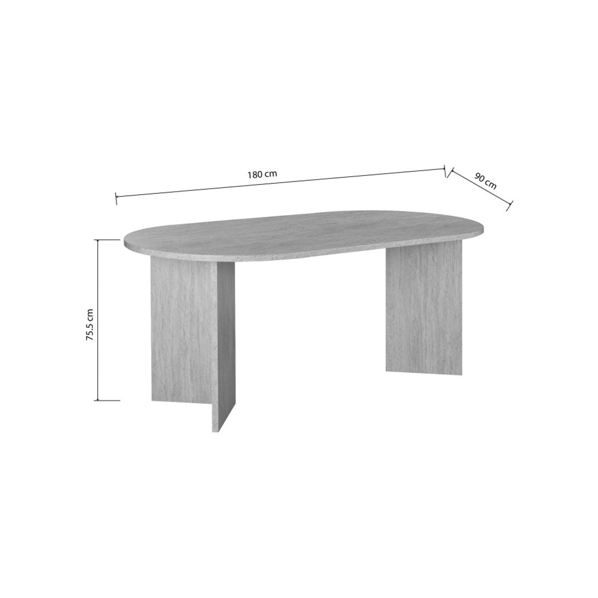 Table à manger 8 personnes ovale effet travertin - CALIAN beige, DRAWER