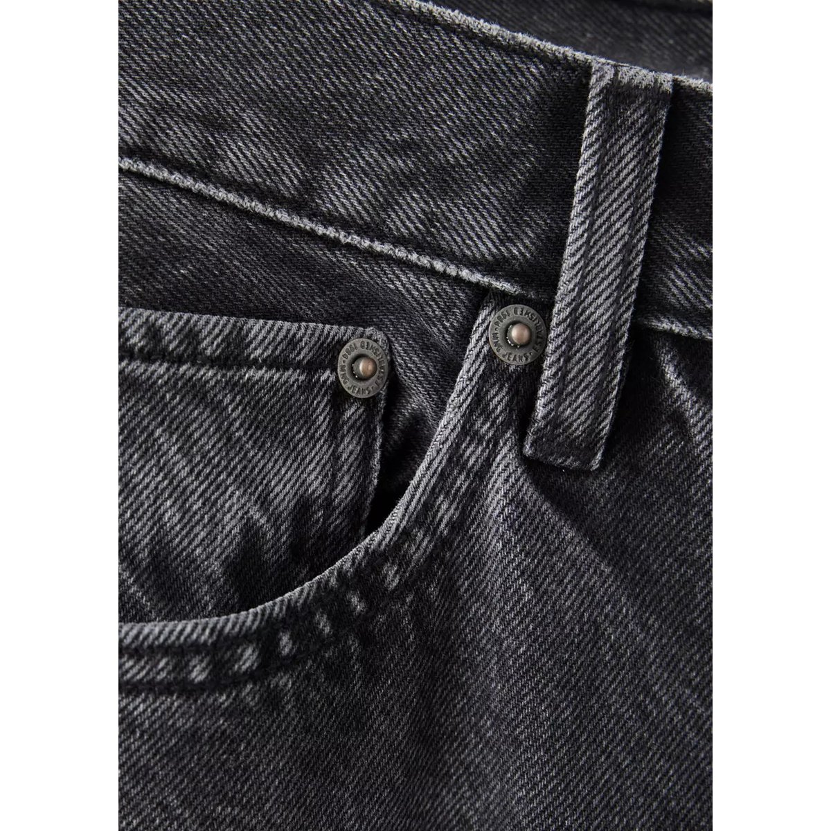 Jean droit taille basse black denim, MANGO
