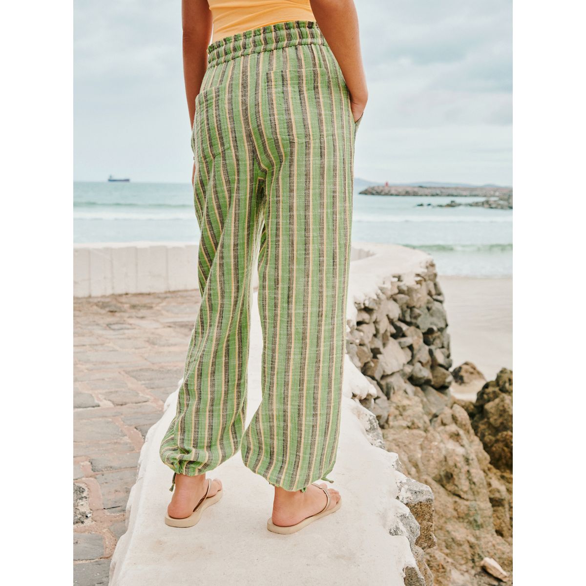 Pantalon ballon double gaze vert à rayures, NEXT