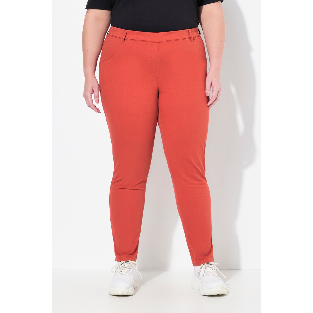 Jegging, ceinture élastiquée, 2 poches rouge brique, ULLA POPKEN