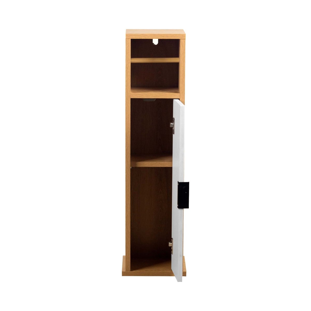 Meuble dérouleur papier WC avec rangement et porte rainurée naturel, DOUCEUR D'INTÉRIEUR