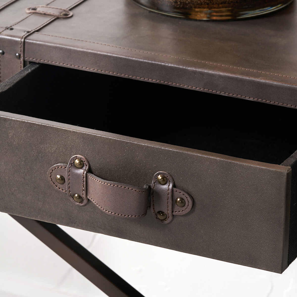 Armano Leather 2-Drawer Console Table charcoal grey, SO'HOME