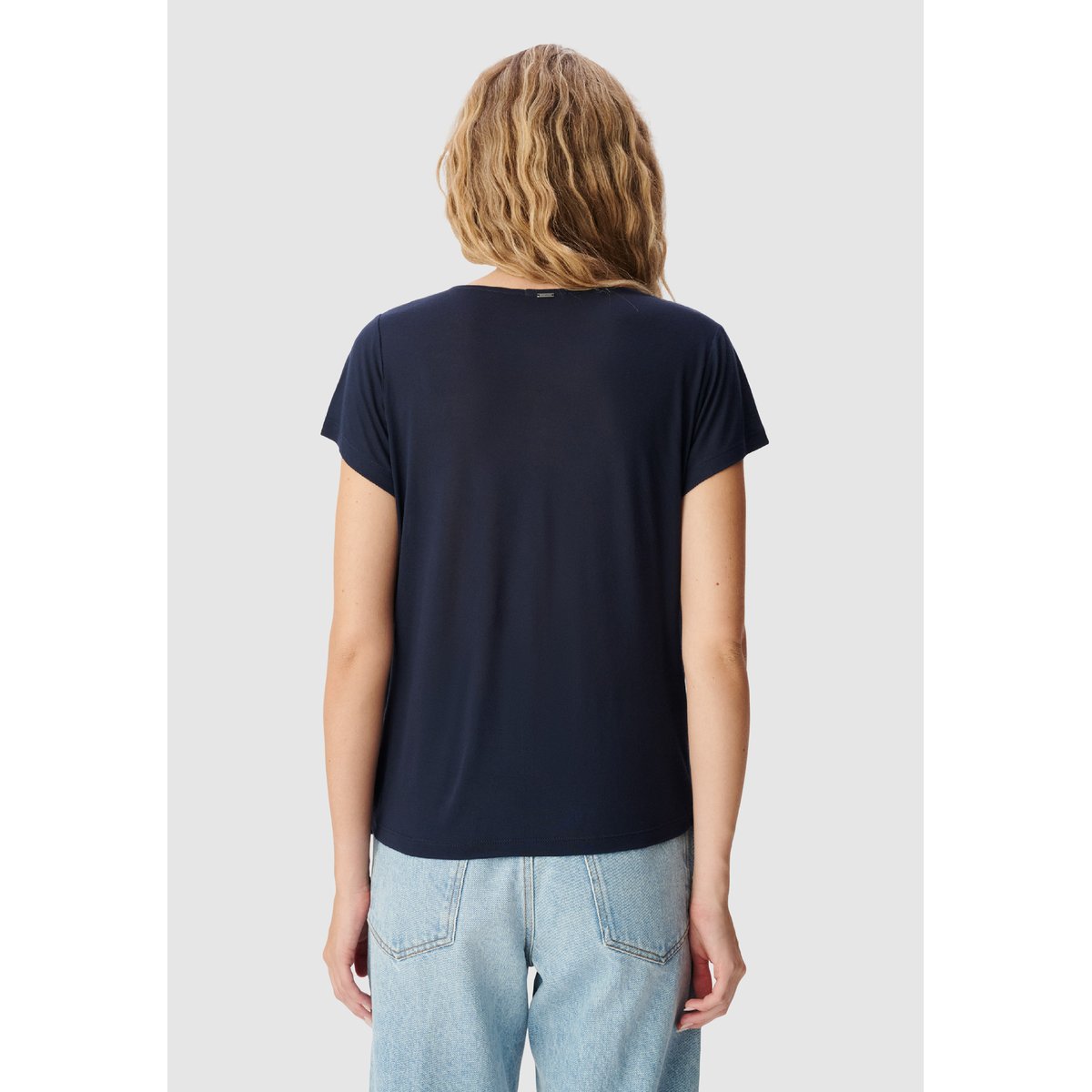 Tee-shirt fronces épaule et côté bleu marine, IKKS