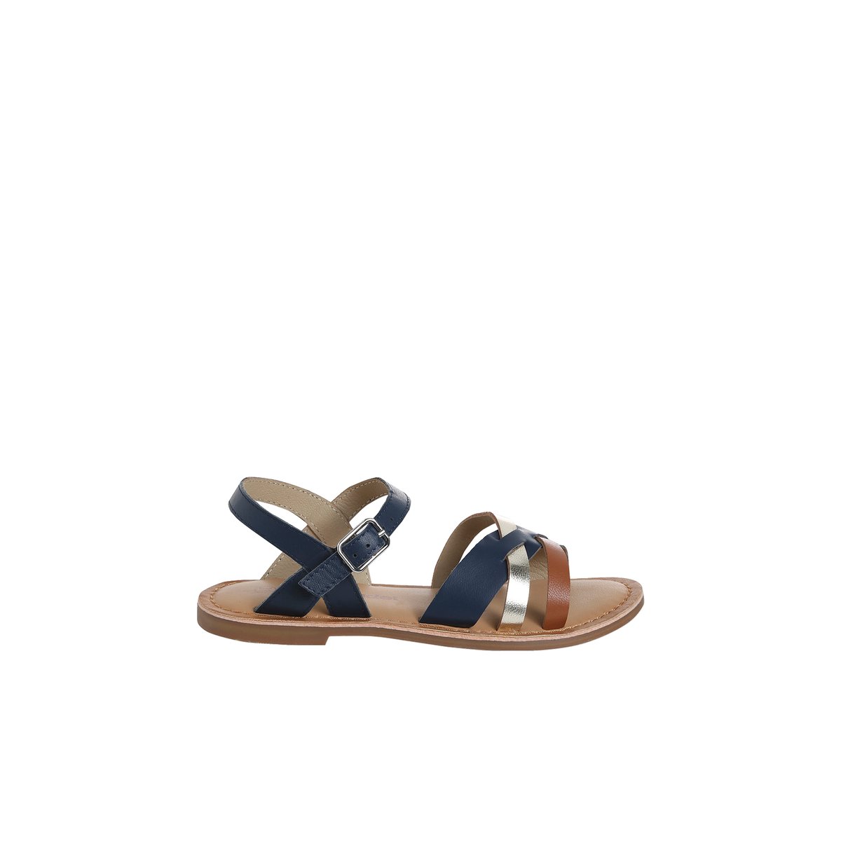 Sandales brides fantaisie cuir enfant lot bleu, VERTBAUDET