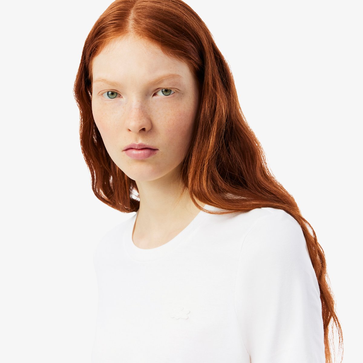 T-shirt manches trois-quarts coton doux blanc-001, LACOSTE